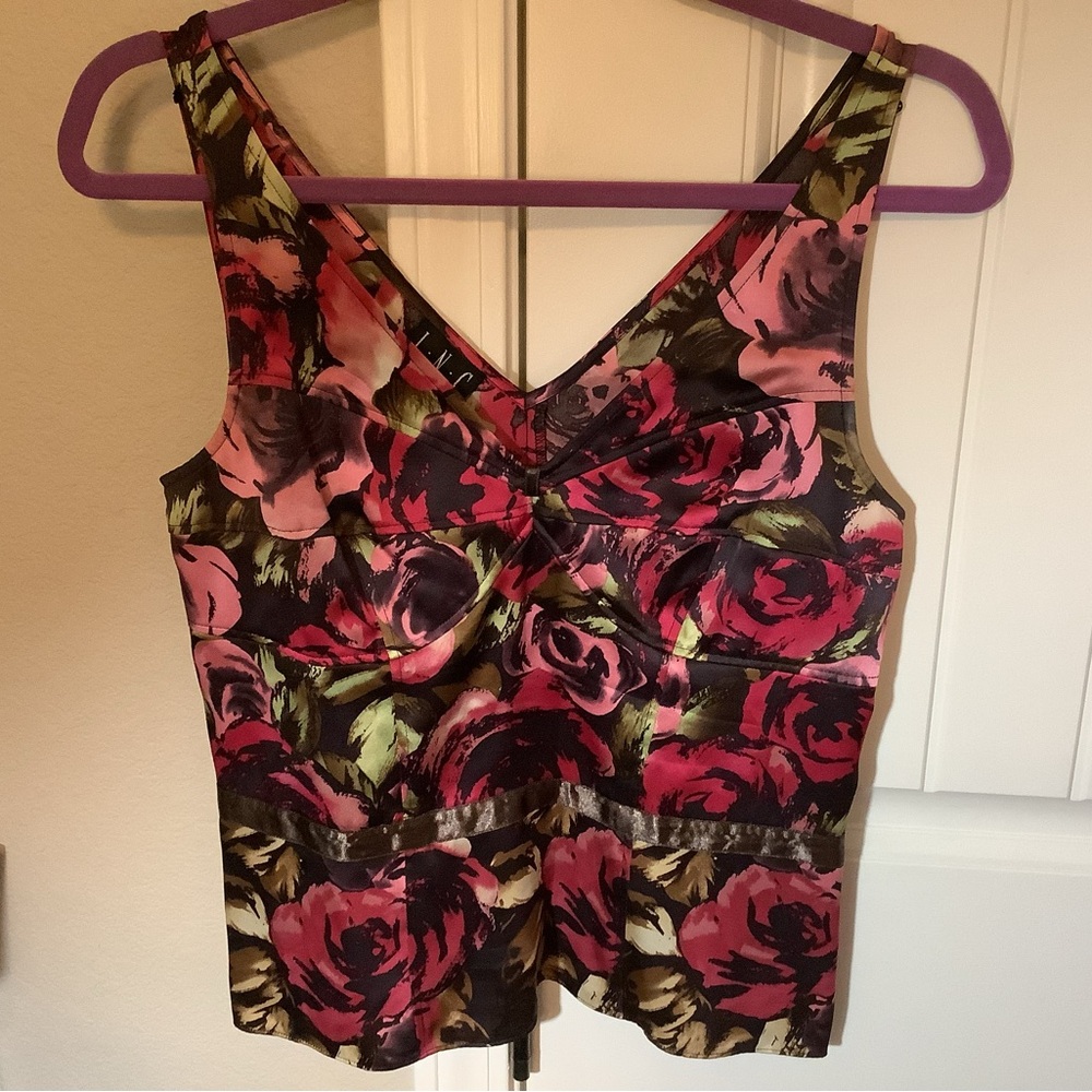 INC 100% SILK floral tank